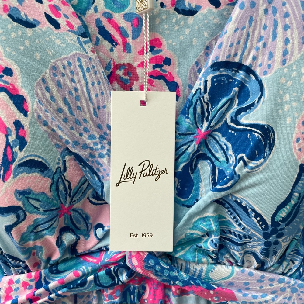 NWT Lilly Pulitzer Minka Skirted Romper Bahamas Beachcomber Print Blue Size L - Picture 8 of 10